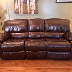 LIKE NEW leather couch with power reclining 