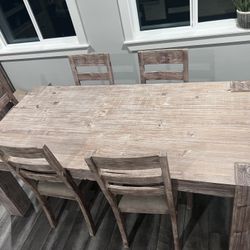 Rustic Wood Table And Hutch