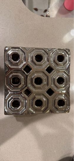 Silver Geometric Decorative Storage Box with Lid – Home Decor
