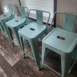 4 Barstools (Mint Green)