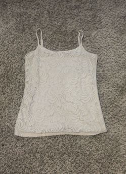 Loft White/Cream Tank Top with Lace Details