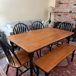 6-foot Royal Pacific Farmhouse Table with 4 Chairs & Bench