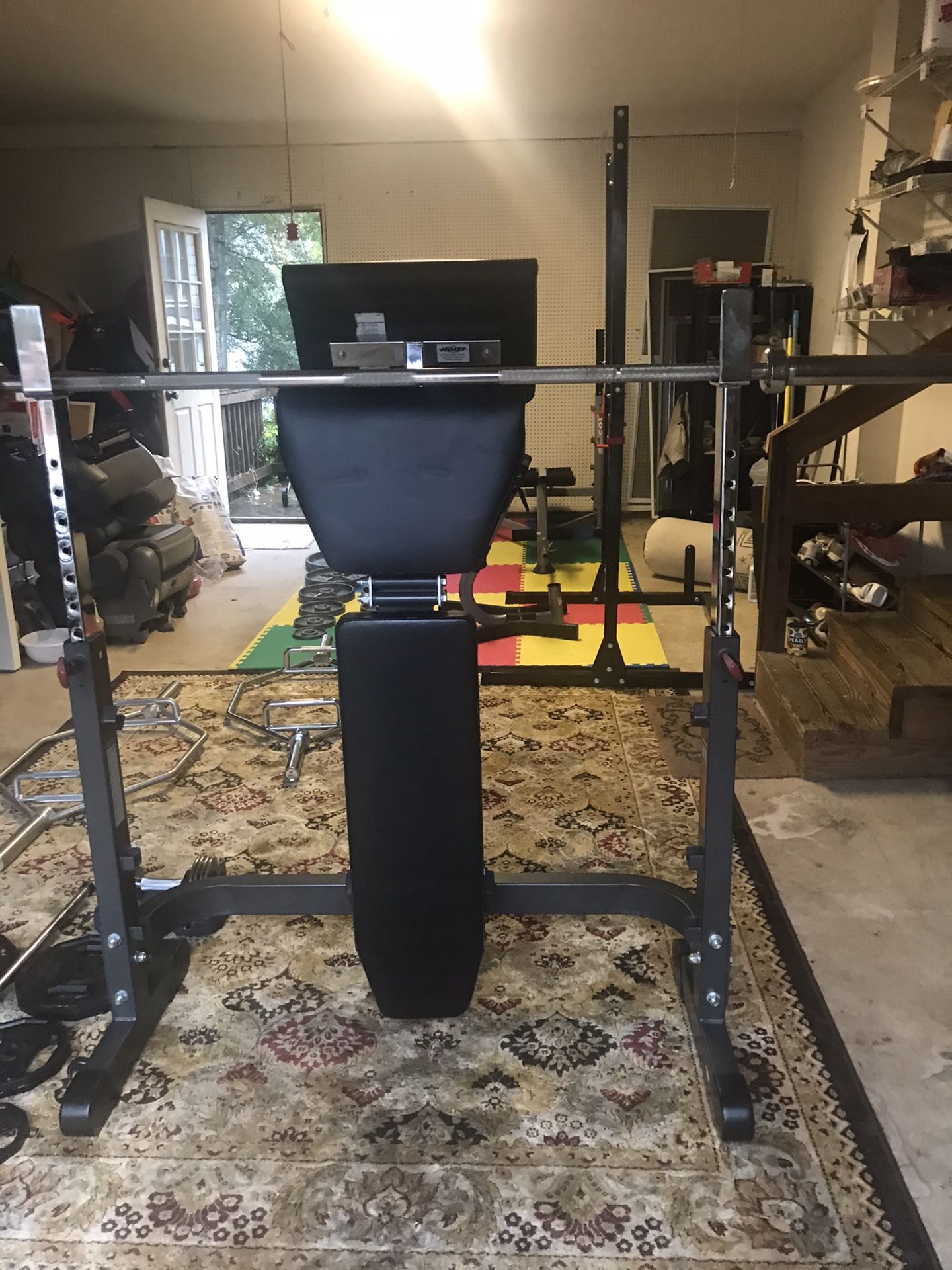 Heavy duty Olympic weight bench with Rack