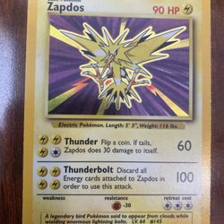 Pokemon Zapdos Base Set Vintage Holo Rare 16/102 LP