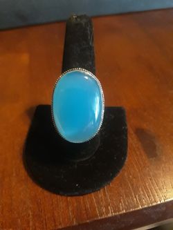 Beautiful XX-Large Aqua Chalcedony ring