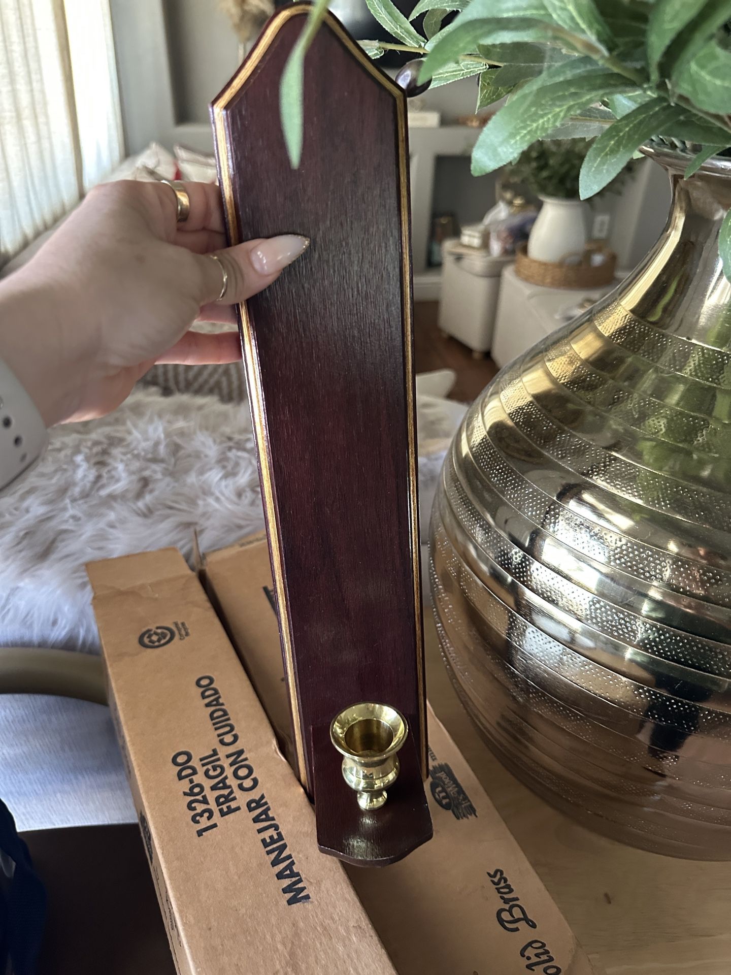 Home Interior Solid Brass Wall Candle Holder