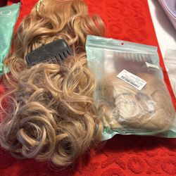 Golden Blonde Hair Extensions With Built In Clips. New Never Worn $20 Both. 