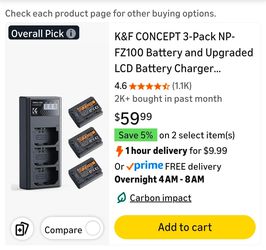 K&F CONCEPT 3-Pack NP-FZ100 Battery