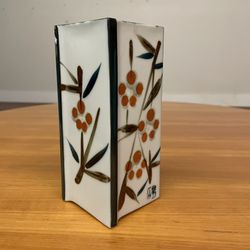 Japanese Hand-Painted Square Porcelain Vase - Many More Items In Stock!