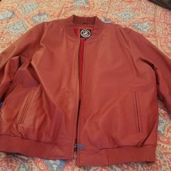 Red 100% Leather Jacket w/lining