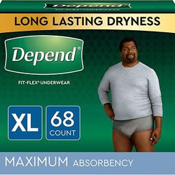 Depend 68-Count FIT-FLEX Adult Incontinence Underwear for Men XL

