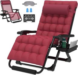 Oversized Zero Gravity Chair, 33In XXL Zero Gravity Recliner Lounge Chair, Anti Gravity Chair for Indoor and Outdoor, Reclining Camping Chair for Lawn