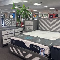 LOWEST PRICE NOW😱Beautiful Grey 5pc Bedroom Set $599