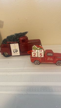Red Christmas Truck Decorations Set of 2