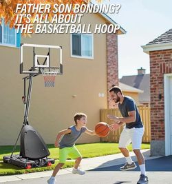 Basketball Hoop Outdoor, 4.9-10 ft Adjustable Height, Weather Proof Heavy Base and 44 Inch Shatterproof Backboard, Portable Basketball Hoop Goal Syste