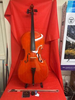 Beautiful 4/4 Cello with New Bow, Digital Tuner, Extra Strings, Rosin, Case $350 Firm