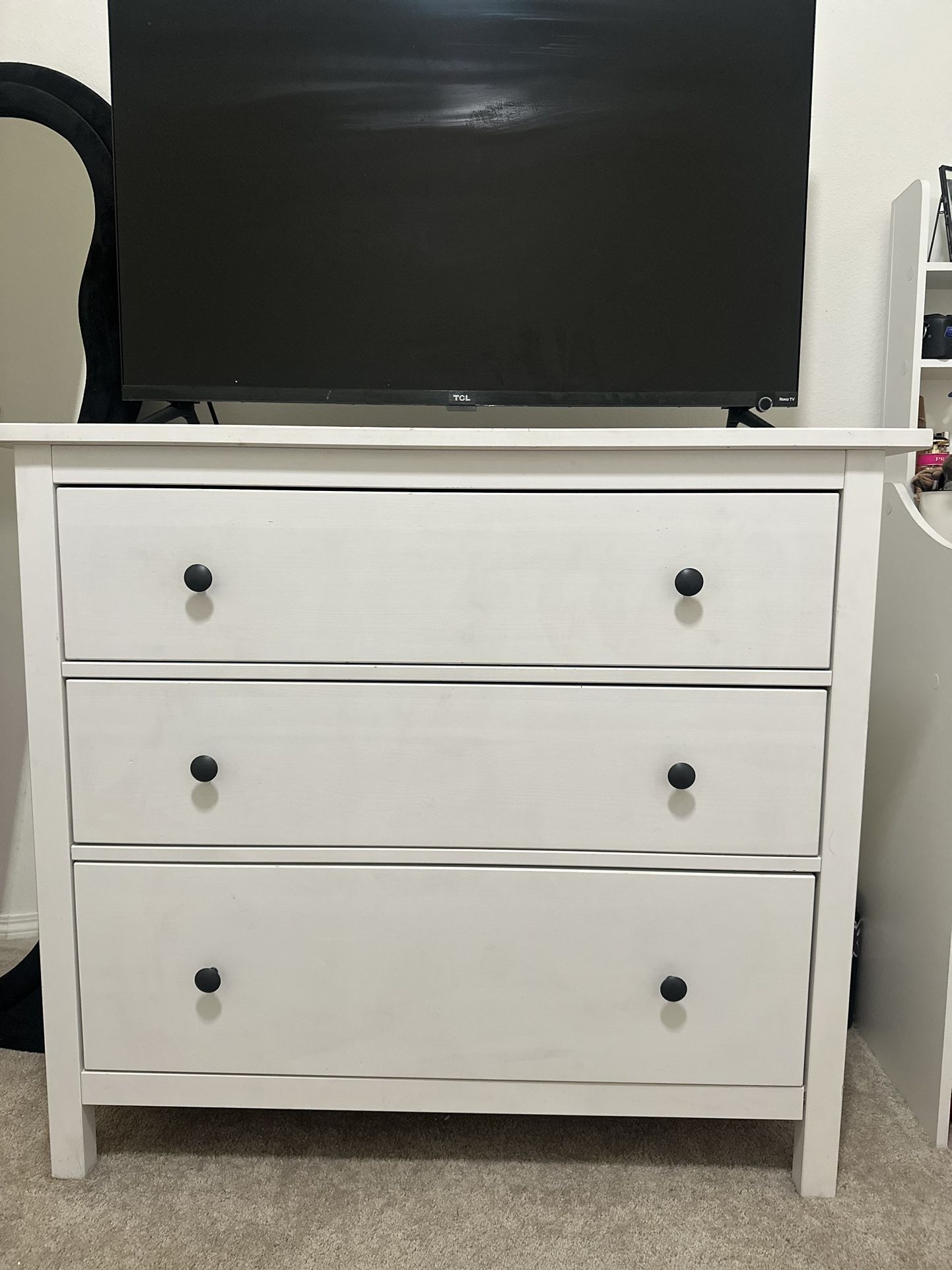 White Three Drawer Dresser 