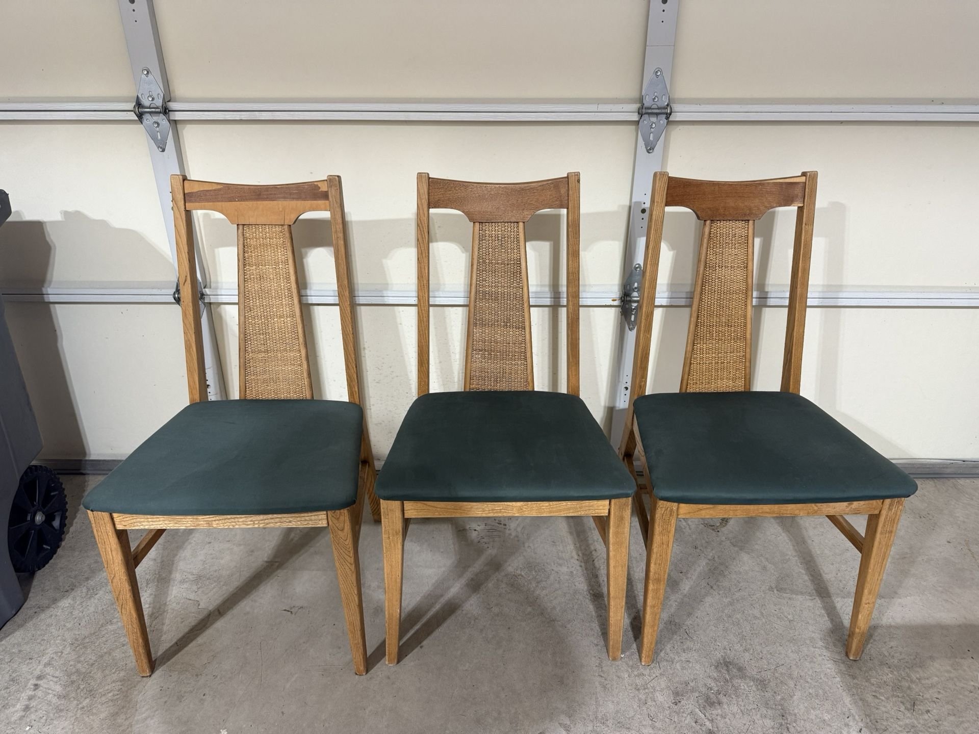 Mid-Century Cane Back Dining Chairs (Set of 3 – Needs Some TLC)
