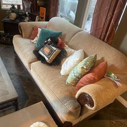 Couches, Coffee Table, Display Cabinet & Lamps