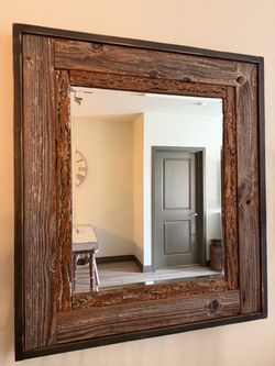 Custom Rustic Reclaimed Wood Mirror – 32” x 36”
