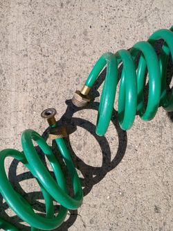 Green Coil Garden Hose with Brass Fittings