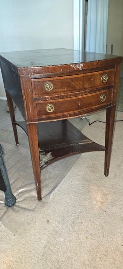 Brown Wood Nightstand / Side Table with 2 Drawers — 25”L x 16”W x 23”H