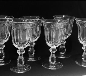 Vintage Heisey Colonial Clear Glass Water Wine Goblets Set of 6