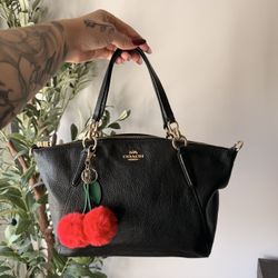 Coach Black Leather Pebbled Satchel 