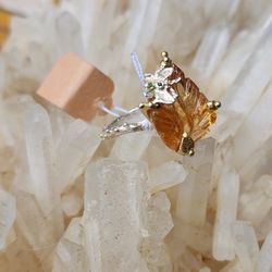 Carved Citrine Sterling Silver Ring Size 8