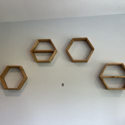 Hexagonal Wood Shelves