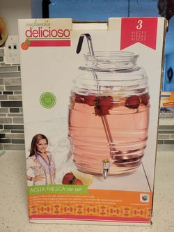Simplemente Delicioso Glass Jug 2.5 Gallon with Spigot, Ladle & Lid Rubber Seal