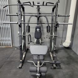 SMITH MACHINE/ PULLEY SYSTEM/ ADJUSTABLE MULTI USE BENCH/ WEIGHTS/ BARBELL/ GYM EQUIPMENT/ FREE DELIVERY 🚚 
