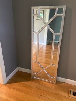 Silver wood accent mirror