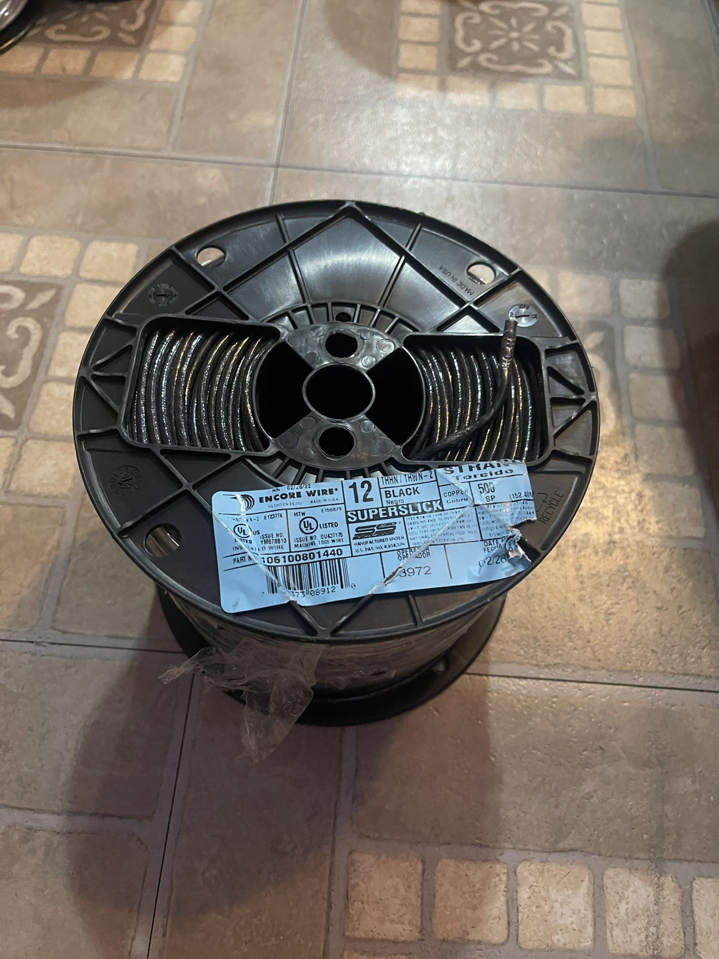 BLACK - 12 AWG Stranded - THHN/THHWN 500ft Spool