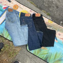 Three Pair Levi’s 501, 29 X 30