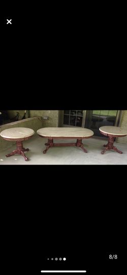 Restored wood Farm House claw foot antique style coffee table and end tables