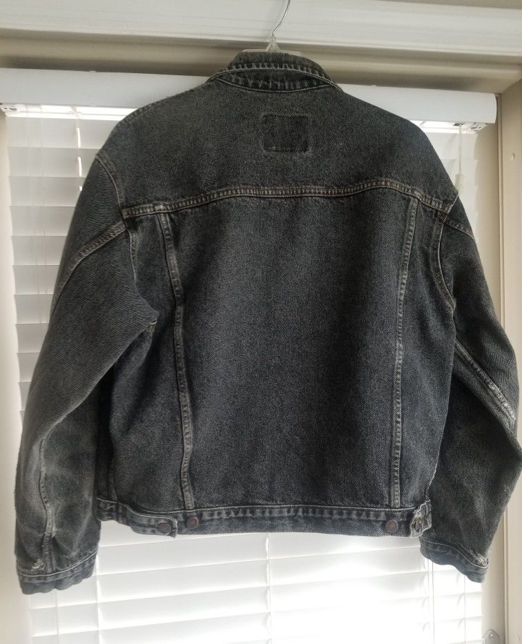 Men's Vintage GAP Black Faded Denim Jean Jacket/Large 
