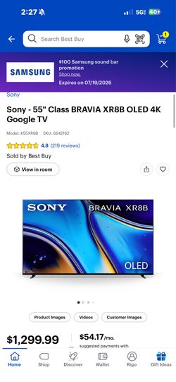 SONY BRAVIA XR8B OLED TV 55 INCH BRAND NEW