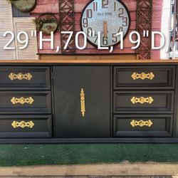 Vintage Black 9/Drawer Dresser 