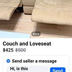For Sale? Recliner Loveseat W Drink Holder And Hideaway Couch