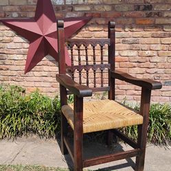 Spanish Colonial  Wood And Rush Chair
