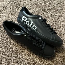 New Polo Ralph Lauren Longwood Logo Leather Sneaker Men's Shoes Size 13