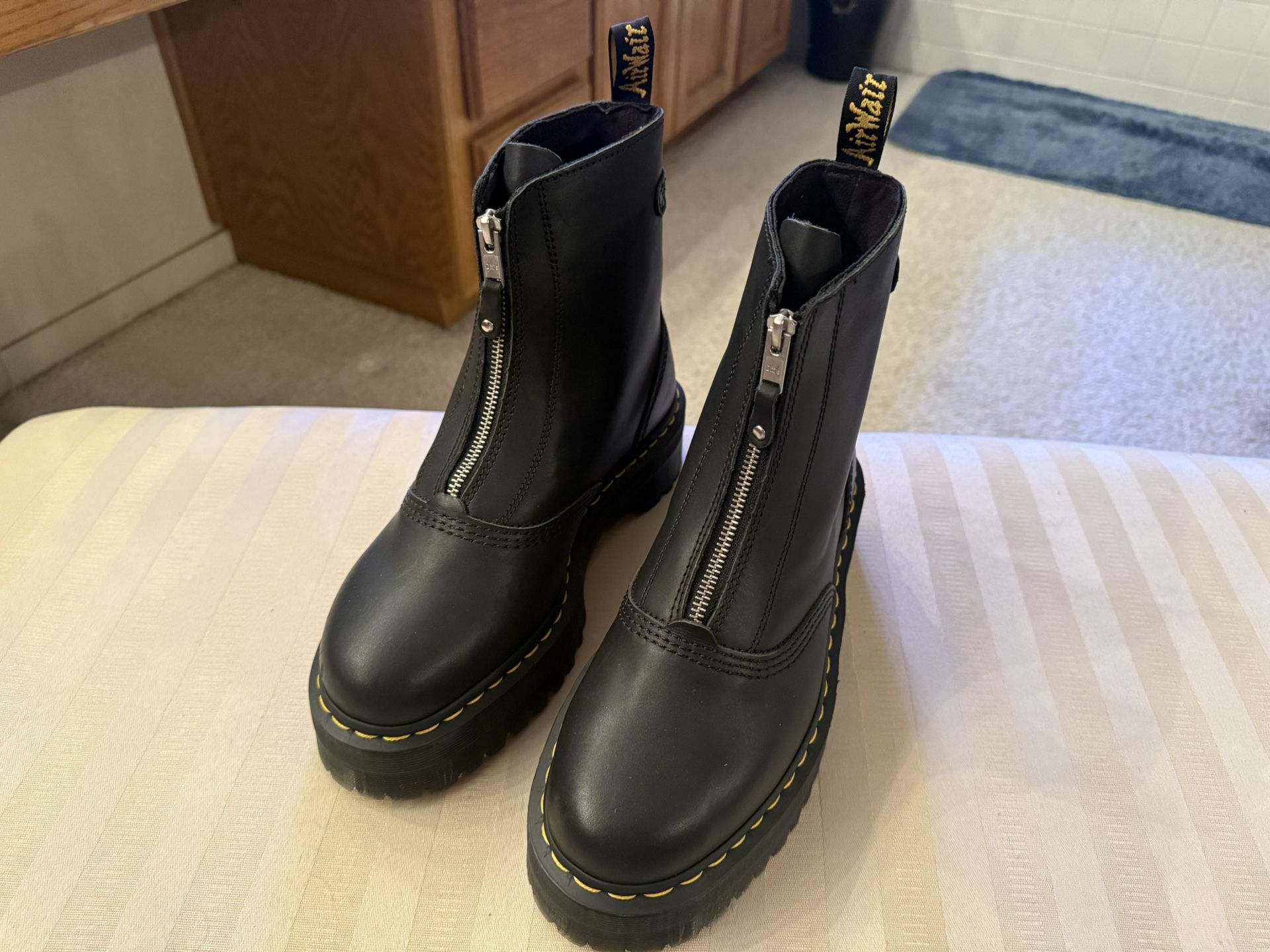 Dr. Martens Jetta Zipped Black Leather Platform Boots