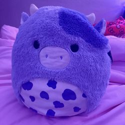 Squishmallow FuzzAMallow 12” BUBBA Purple Cow