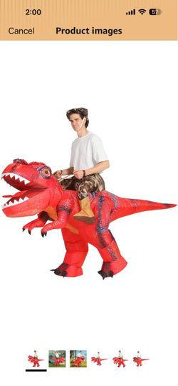 Inflatable Red Dinosaur Costume Riding T Rex Air Blow up Funny Party Halloween Costume for Men/Women