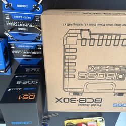 3 BOSS ROLAND Electric Guitar Pedals with a Pedal Board, Cables and AC DC Adapter. All New.