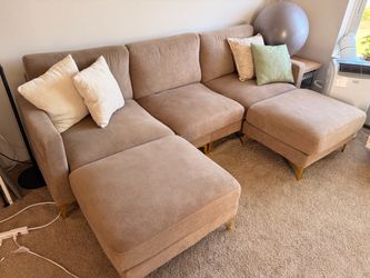 Khaki Chenille Sectional Sofa