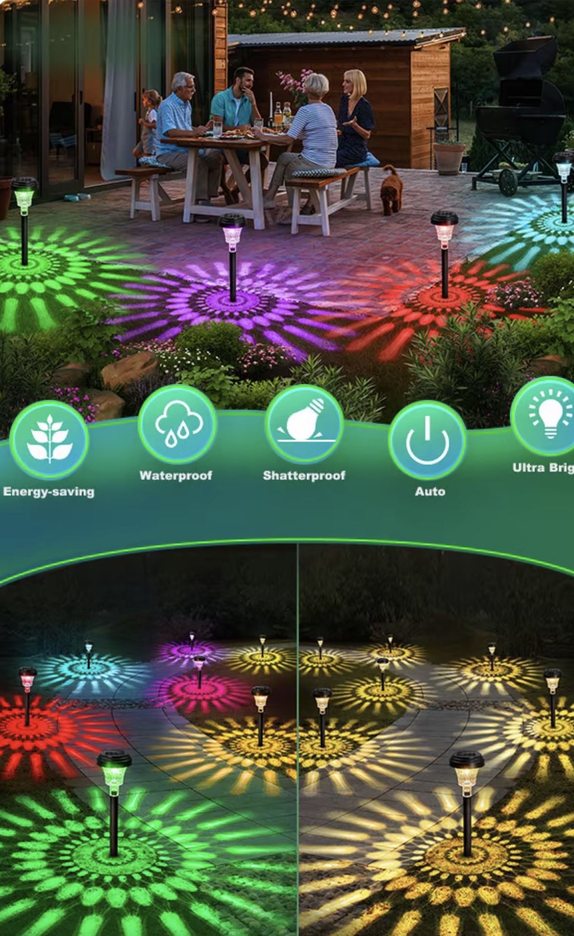 (New)🎁💡 Solar Outdoor Garden ~ 🎄Solar Lights 8pcs