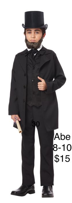 Abraham Lincoln President USA American History Kids 8-10 Costume