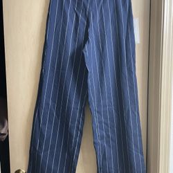 Brand New size Medium Women’s Navy Blue pin striped wide leg pant. 